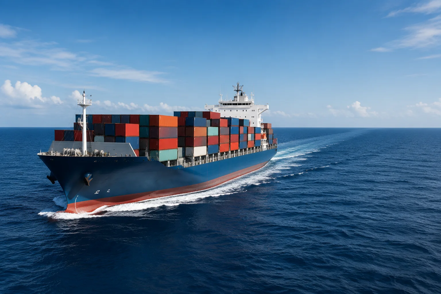 Oceangoing container ship underway at sea