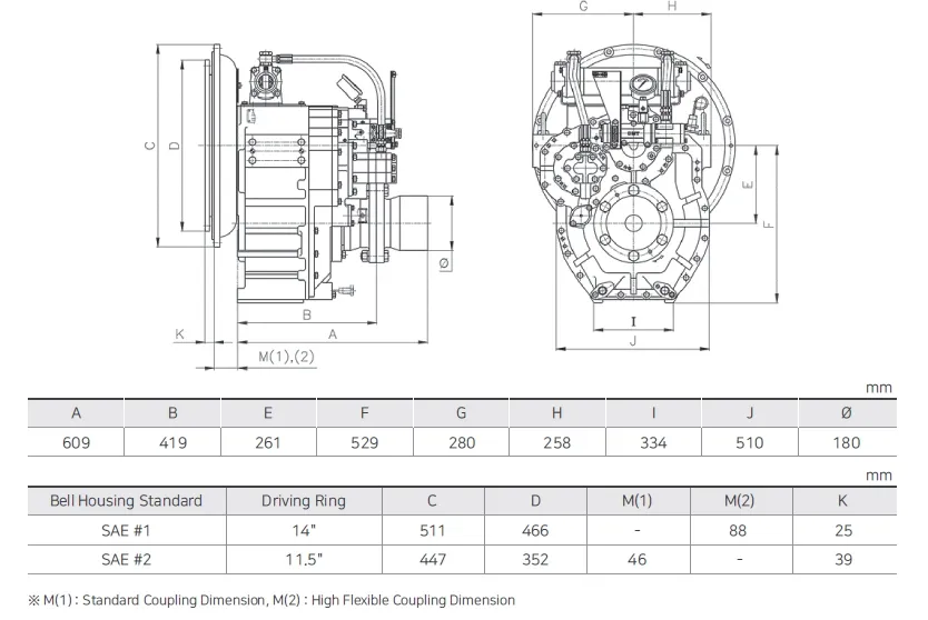 High-Performance Dmt220dl Korea D-I Marine Gearbox for Efficient Vessels, Ratio3.50, 4.04, 4.72, 4.47