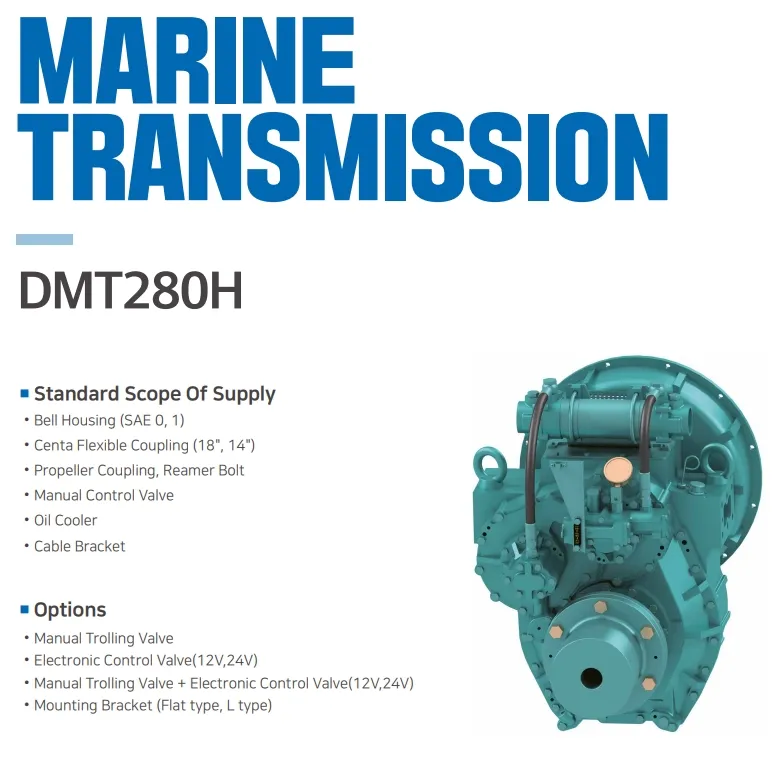 Dmt280h Korea Gearbox D-I Marine Transmission Gearbox for Boat, Ratio 2.06/2.5/2.92/3.26
