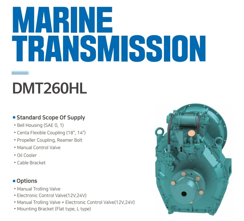 Reliable Marine Transmission with High-Performance Korean Gearbox Design Dmt260hl