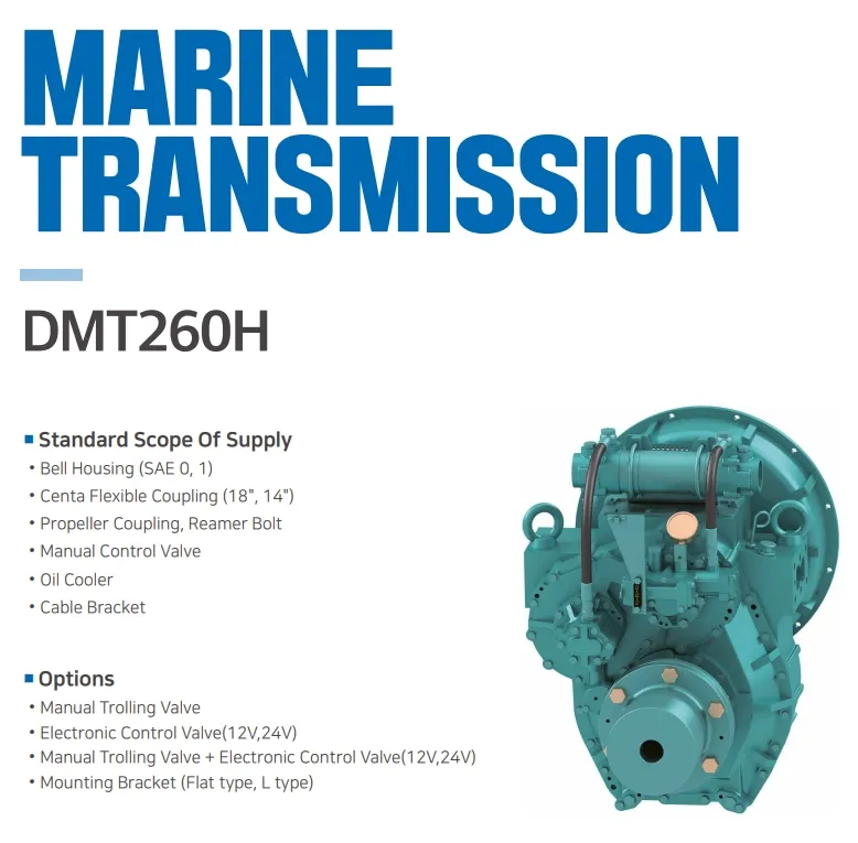 Dmt260h Korea D-I Marine Gearbox Di Transmission for Boat Ratio 2.06/2.5/2.92/3.26 Electronic Control Centa Flexible Coupling